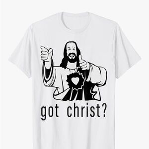 White “Got Christ?” Tee Men’s Small Jay and Silent Bob
